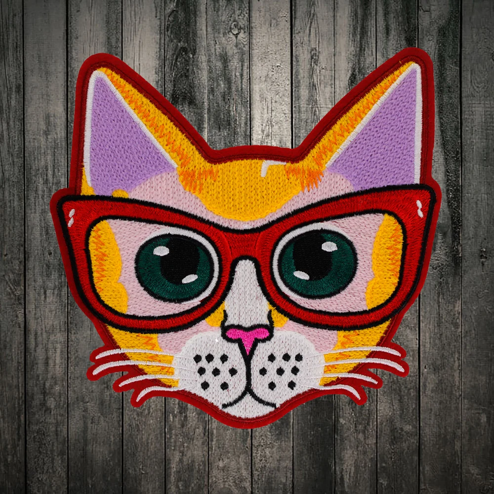 Вышитая нашивка с котом крутые Мультяшные нашивки аппликация мотивы для детской