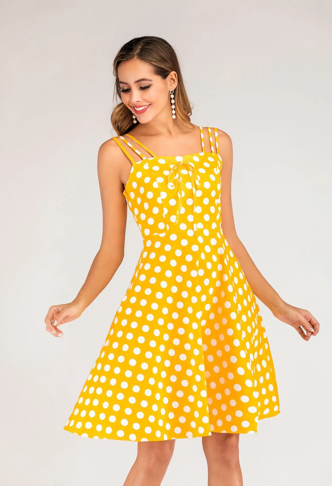 2021 женское летнее платье с оборками в горошек сексуальное для крупных полных