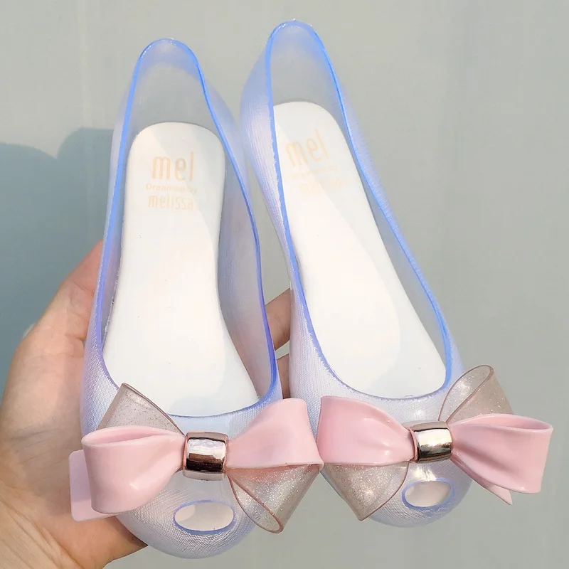

New Style Bowknot Candy Shoes Big girl Melissa Jelly shoes Children's fashion Summer PVC soft princess shoes party MN037