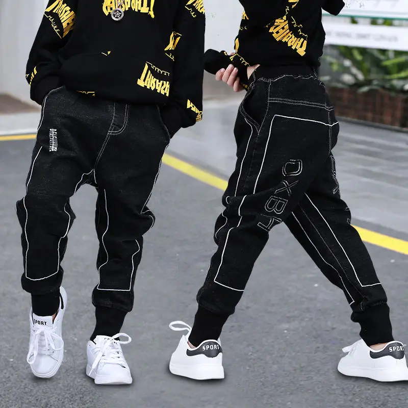 

Boys' Pants Autumn And Winter New 2021 New Korean Version Of The Denim Trousers In The Big Children's Casual Pants Plus Velvet