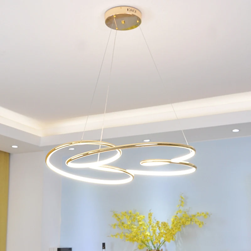 Современные светодиодные подвесные светильники с золотым хромированным