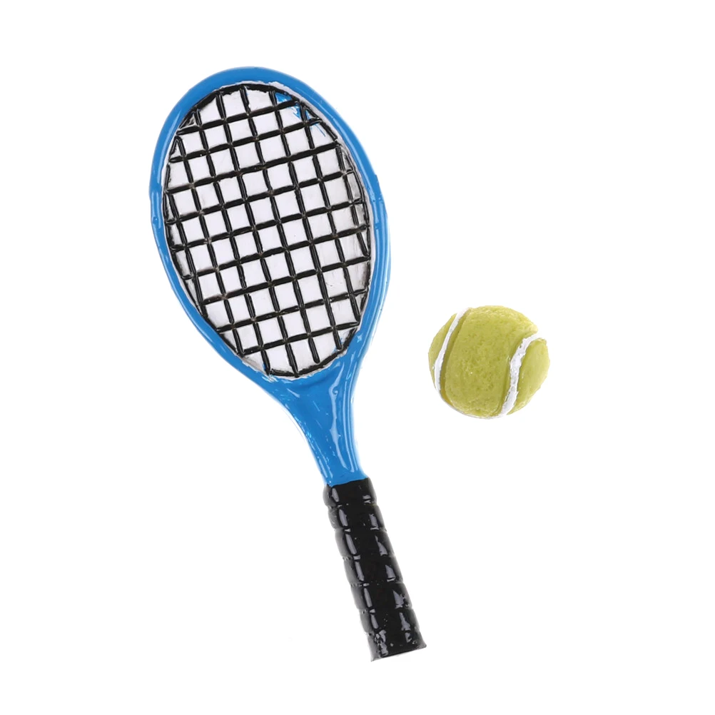 

2PCS/set 1:12 Miniature Dollhouse Accessory Children Garden Mini Tennis Racket & Ball Xmas Christmas Gift