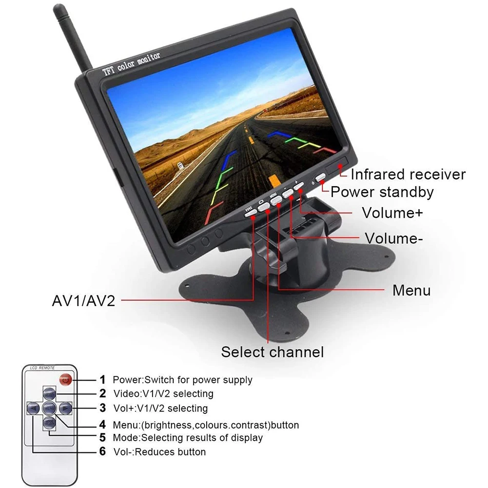 

Wireless Car Monitor 7 inch LCD Kit Outdoor Personal Car 2 Backup Rear View Cameras Parts Decoration for Bus Truck RV