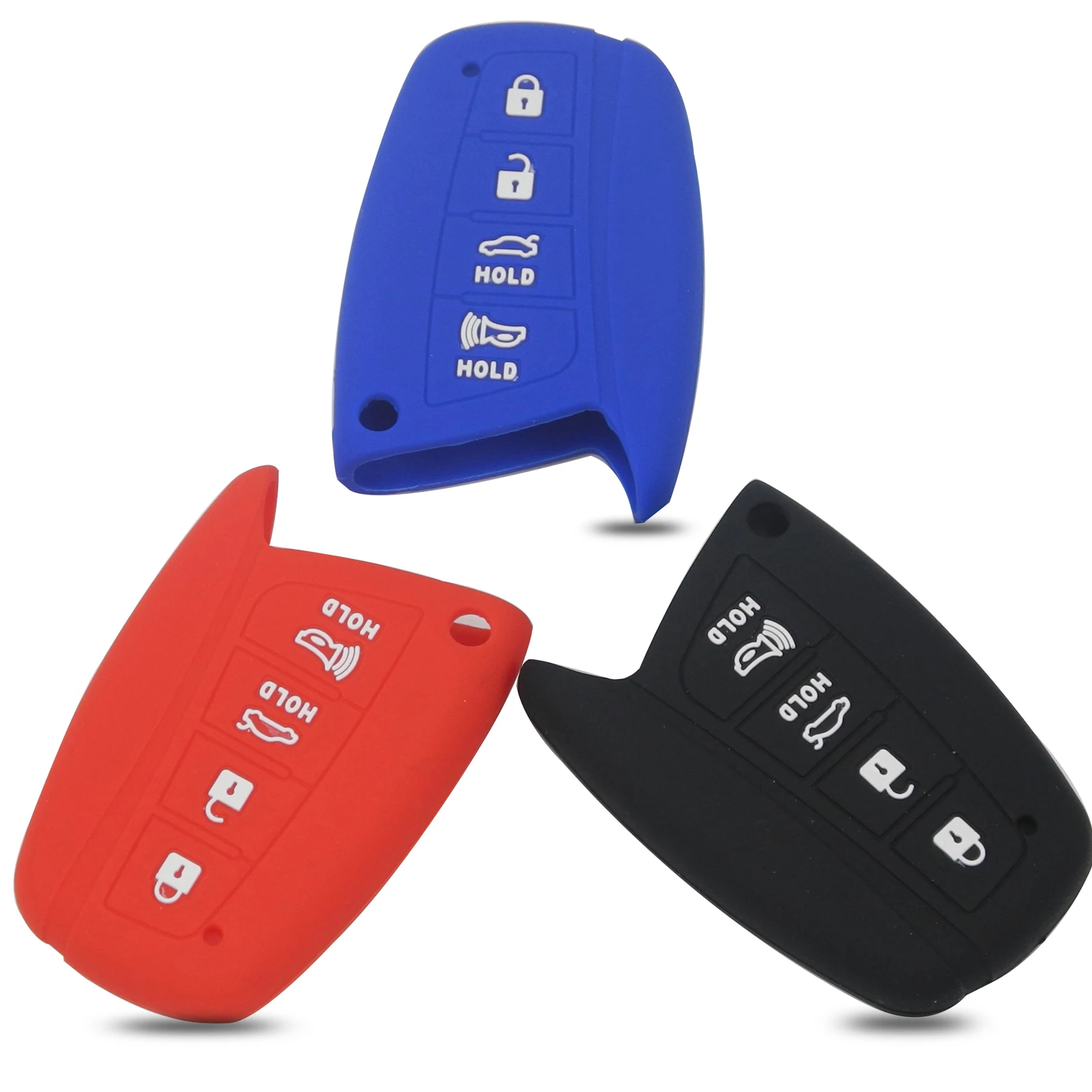 

jingyuqin 20pcs For Hyundai Solaris Ix35 Ix45 Accent Santa Fe Tucson Remote Car Key Case Silicone Cover Fob 4 Buttons