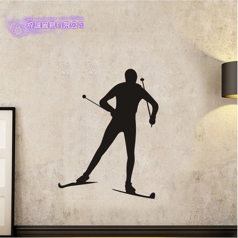 Наклейка на стену для катания лыжах Виниловая наклейка домашнего декора