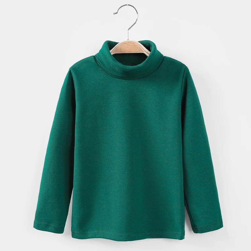 solid green Новые осенне-зимние футболки для мальчиков и девочек 17 цветов, стильные детские топы с длинными рукавами для девочек, футболка одежда для малышей и больших детей унисекс - Цвет: solid green