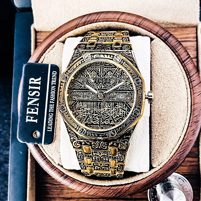 

2021FENSIR Роскошный дизайнерский бренд рельеф коррозии поверхности Творческий вырезка из нержавеющей стали модные мужские кварцевые часы