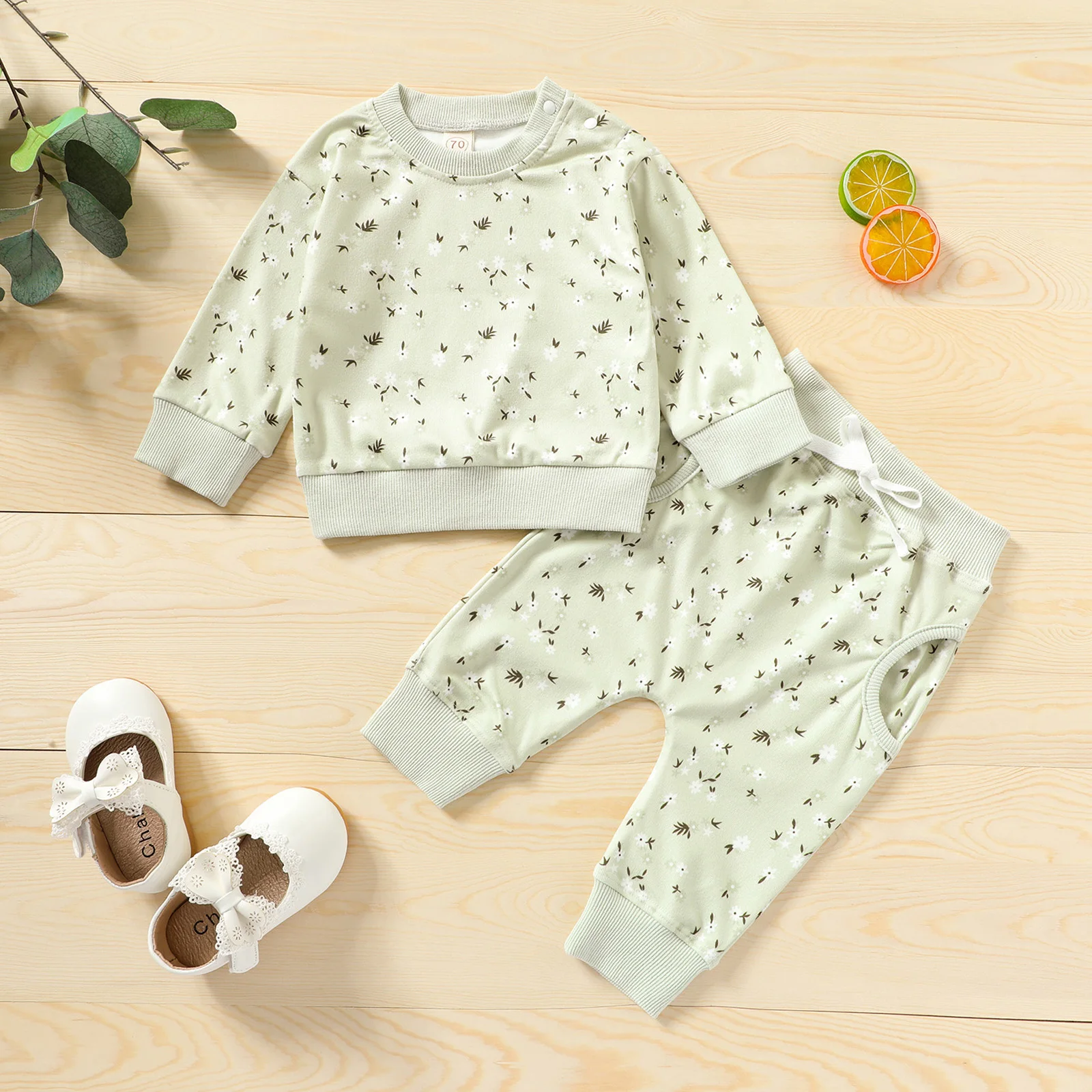 

Toddler Kids Print Casual Outfits Newborn Girls Boys Long Sleeve T-shirts Drawstring Waist Trousers Spring Autumn Clothing sets