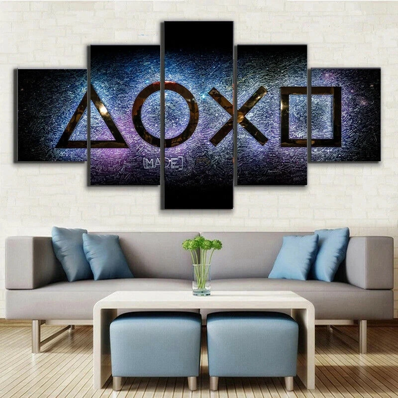 

5 Piece Canvas PlayStation Gamer Arena Gaming Wall Art Print Home Decor HD Pictures 5 panel poster no Framed Paintings