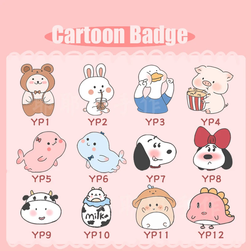 

10/20Pcs Lot Acrylic Badge Fashion Creative Cartoon Cute Brooch School Bag Pencil Bag Student Pin Decoration Unisex Customizable