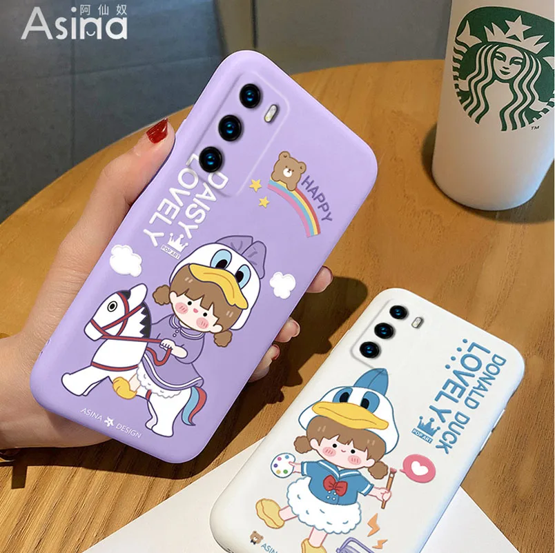 

ASINA Original Liquid Silicone Case For Huawei P40 P30 P20 P Smart2019 Cover Cartoon Shell Couple Cases For Nova3 3i Coque Funda