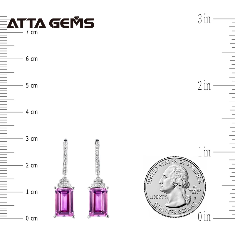 Фиолетовый сапфир подвесные серьги из настоящего стерлингового серебра с огранкой багет 6,4 карата, созданные в редком цвете классического ювелирного изделия.