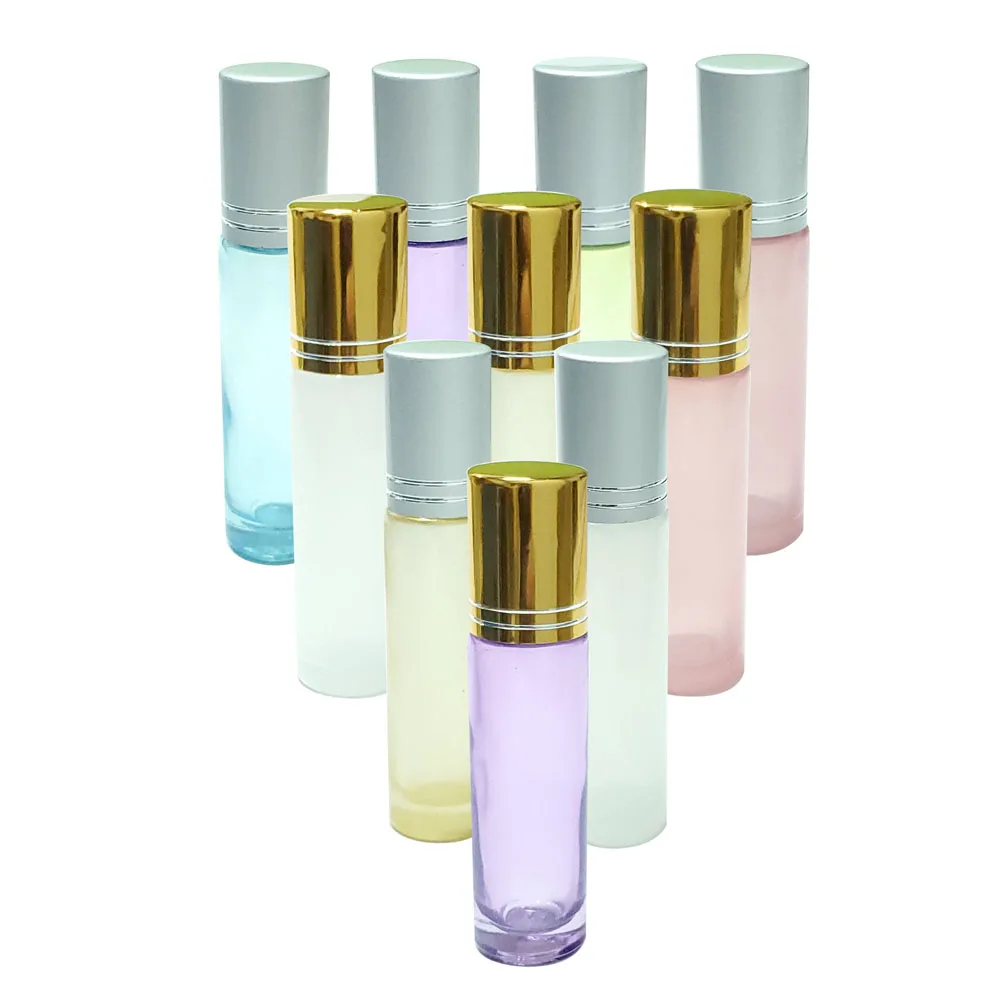 

1pcs10ml perfume pearlescent color portable glass essential oil roller bottle travel deodorant roller bottle