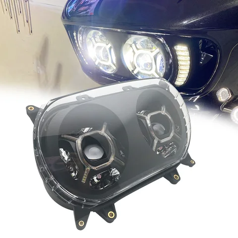 Двойная светодиодная фара 124 Вт для Harley Road Glide 2015 2016 2017 2018 2019 2020, сменная фара для мотоцикла, черная