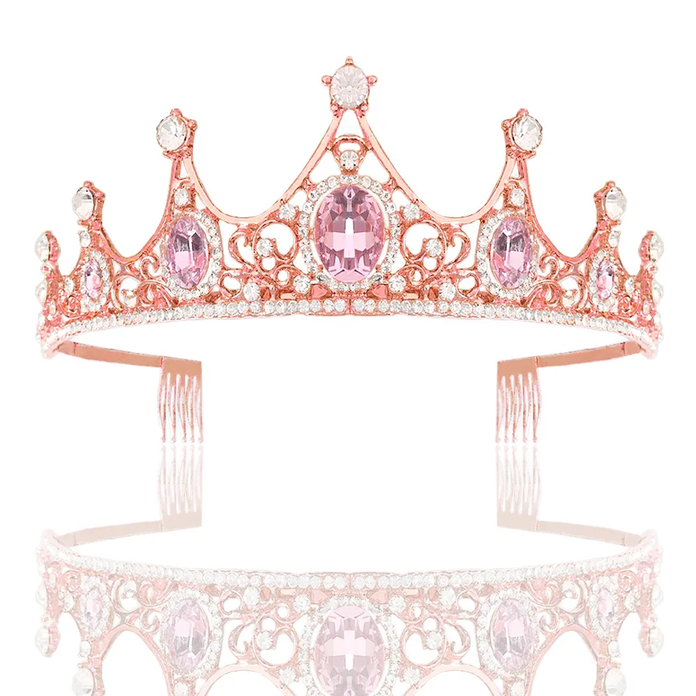 

Trendy Wedding Crown Royal Bridal Tiara Queen Bride Crown Pageant Red Green Pink Headband Princess Hair Jewelry Ornament