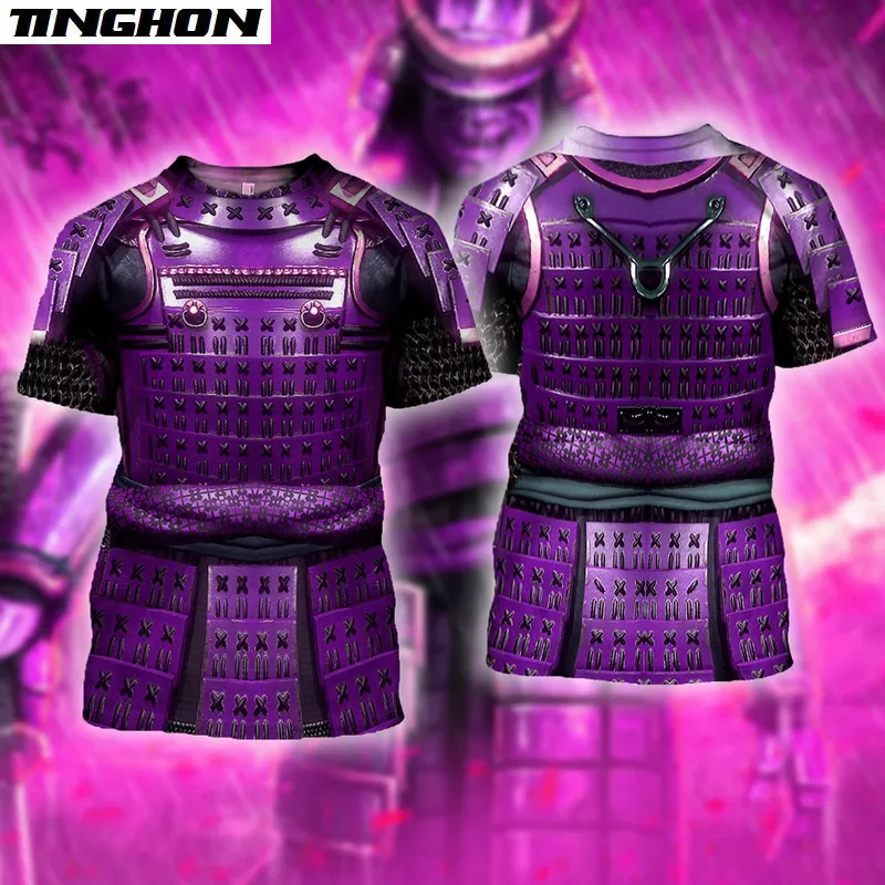 XS 7XL новые летние футболки 3D печатных самурая броня для мужчин Harajuku модные