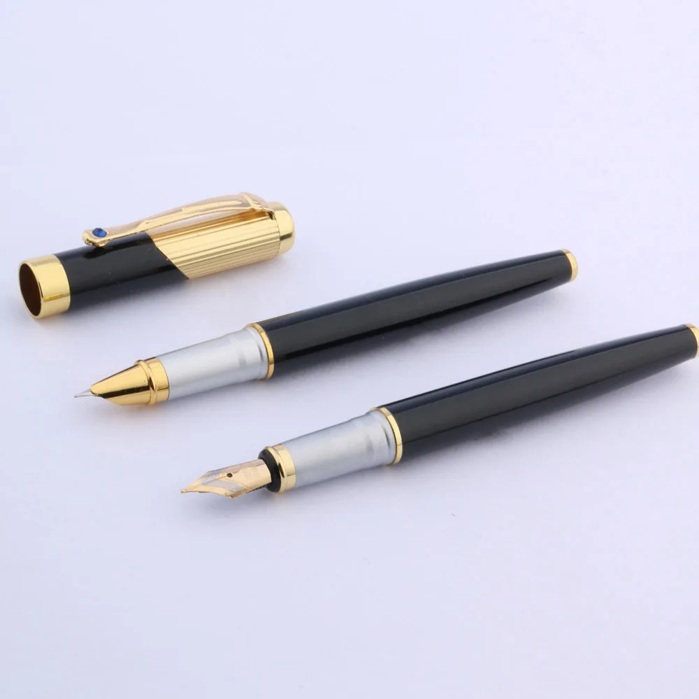 Черная и Золотая перьевая ручка роскошного качества 9009 синяя Алмазная