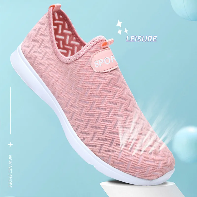 

Women Shoes Flats Sandals Summer Breathable Light Weight Casual Fashion Soft Outdoor Platform Slip On Sneakers Solid