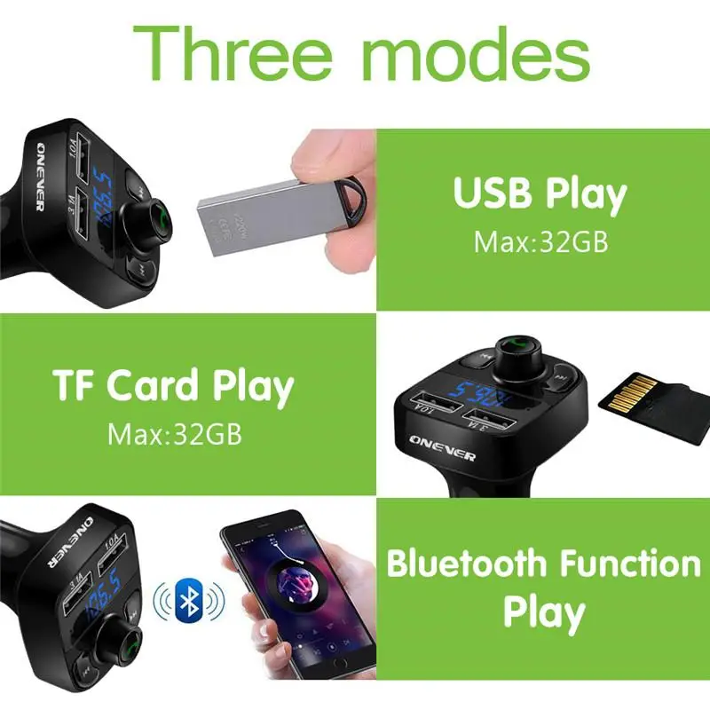 Многофункциональный Автомобильный Bluetooth MP3 плеер Onever 4 1 а с двумя USB
