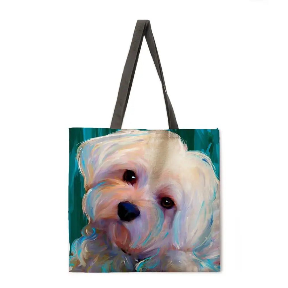 Складывающаяся сумка для покупок с изображением собаки женская на плечо отдыха