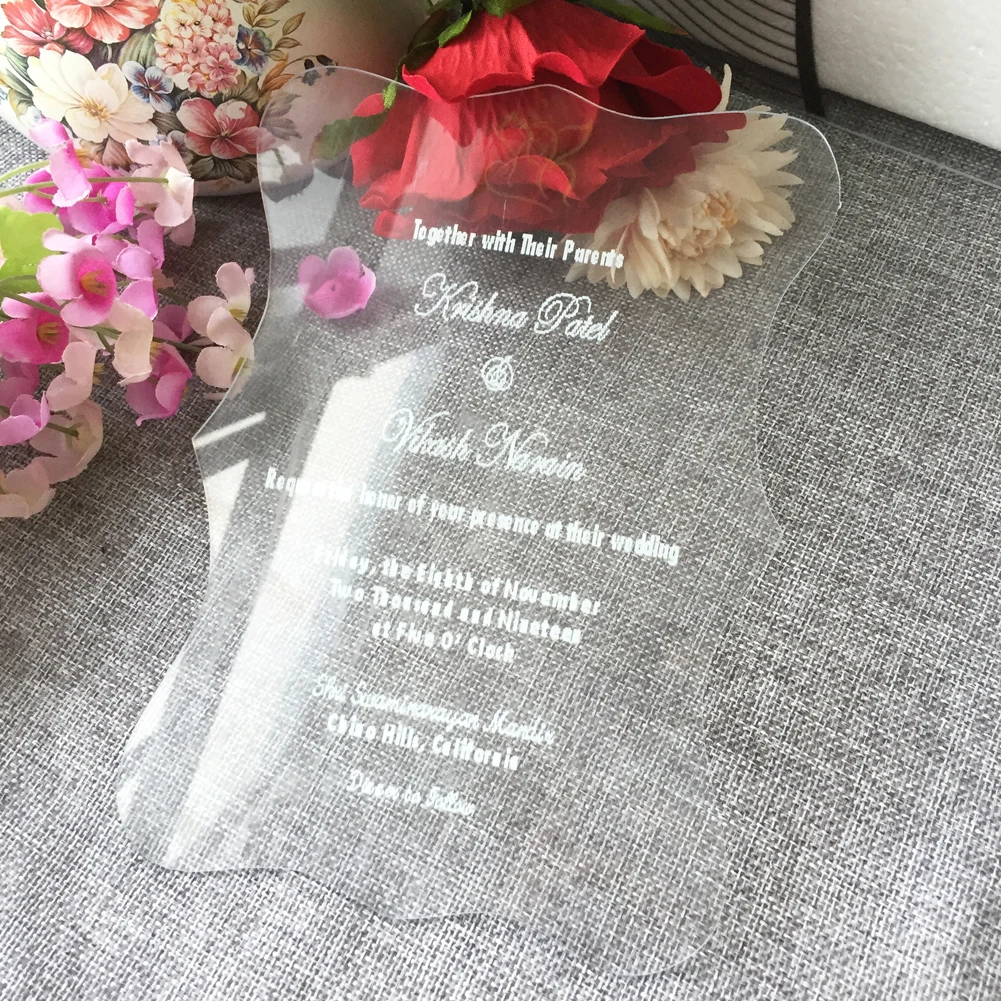 

25pcs New Custom Design Acrylic Materials Card Wedding Menu card Birthday Party decoration Invite card wedding invitation card