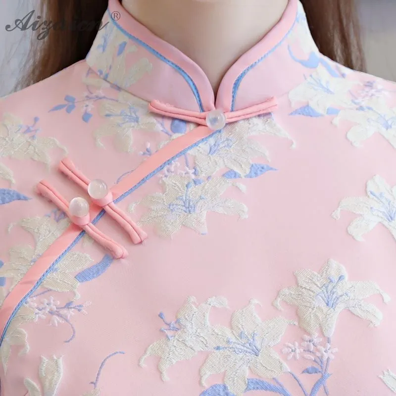 Высококлассное жаккардовое переплетение Cheongsam китайское модное китайское традиционное платье Qi Pao Восточный стиль платья с вышивкой Qipao зима