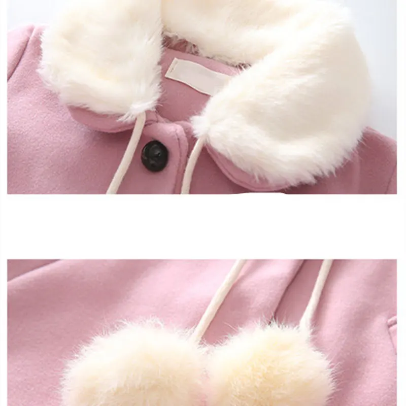 Розовые зимние куртки для девочек пальто кашемировые детские парки с имитацией