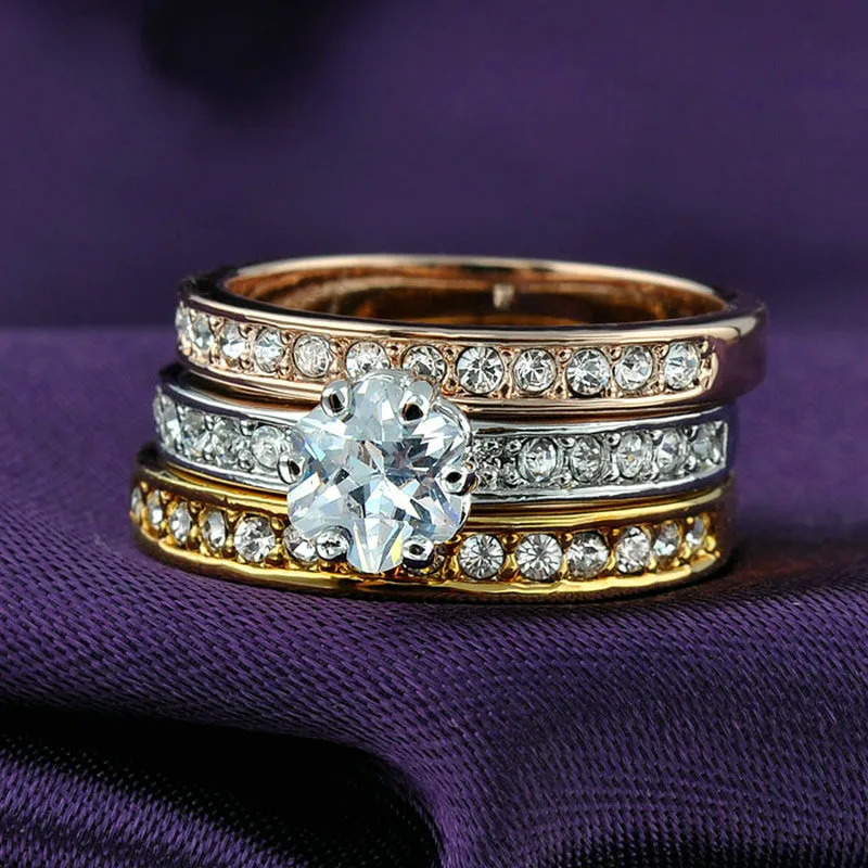 Высококачественное роскошное Брендовое свадебное кольцо из 3 предметов