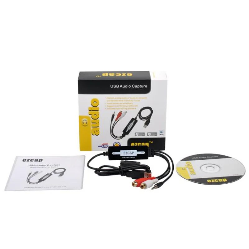 

EZCAP 216 USB Audio Capture Grabber Edit 3.5mm Audio Cable To Digital for Recording Analog Cassette To CD/MP3 Converter EZCAP216