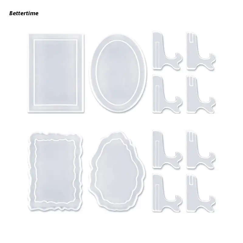 

B36D Picture Frame Molds with Stand Holder Rectangle & Oval Epoxy Molds for Resin Cas