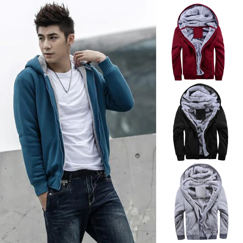 

SHUJIN Spring Tracksuit Men Fashion Thicken Velvet Casual Hooded Warm Thick Hoodie Solid Moleton Masculino Sweatshirt