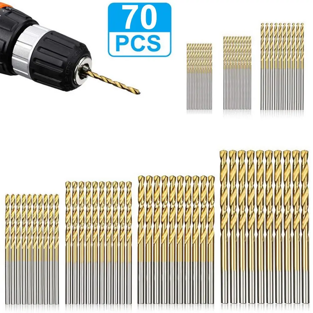 

70PCS Drill Bits Set High Speed Steel Titanium Twist Drill Bits Kit For Plastic Aluminum Alloy Soft Metal High Quality