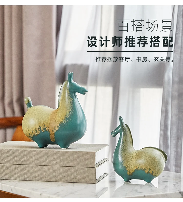 New Chinese Style Ornaments Antique Shelf Crafts Home Zen Wine Cabinet Pony Ornament Ceramic Horse | Дом и сад