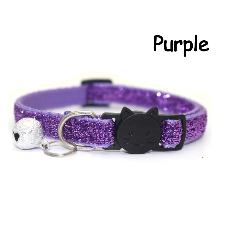 Purple SUPREPET блестящий ошейник для кошек с бриллиантами регулируемый ремень для домашних животных котенок ошейник для собак и кошек с колокольчиком кожаный ремешок для Аксессуары для котенка - Цвет: Purple