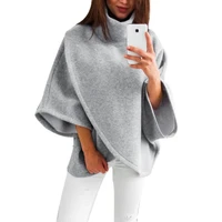 chic sweatshirt tops women fashion high neck batwing crossed poncho winter warm cloak cape solid colors loose sweatshirt %d0%bf%d0%be%d0%bd%d1%87%d0%be