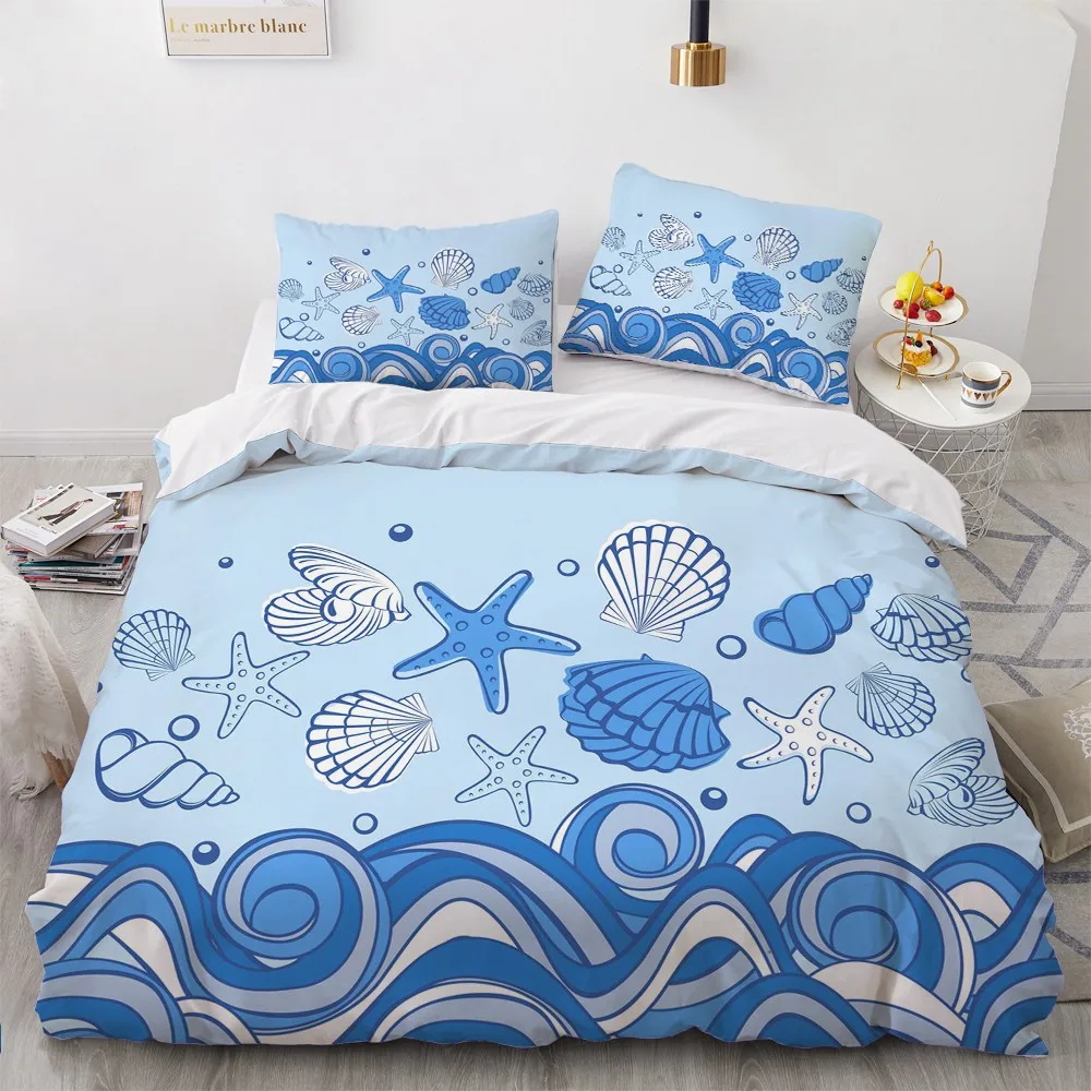 

3D Gray Bedclothes Custom Design Modern Quilt Cover Sets Sea Bed Pillow Cottom King Queen Super King Twin Size 180*200cm