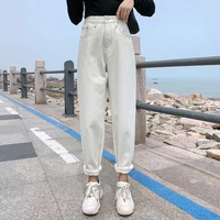 jeans women loose high waist straight high waist pants solid color wide legs retro loose womens denim trousers thin section