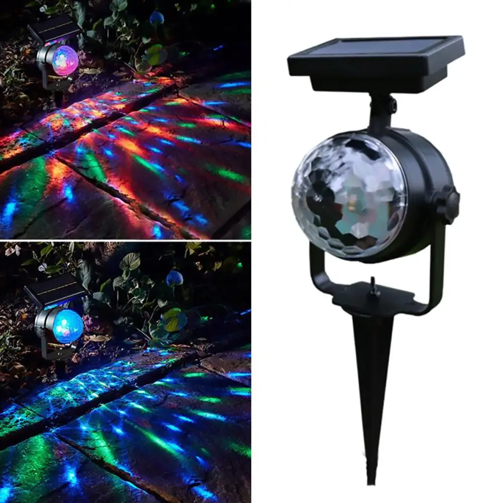Вращающийся Хрустальный волшебный шар RGB на солнечной батарее диско-светильник