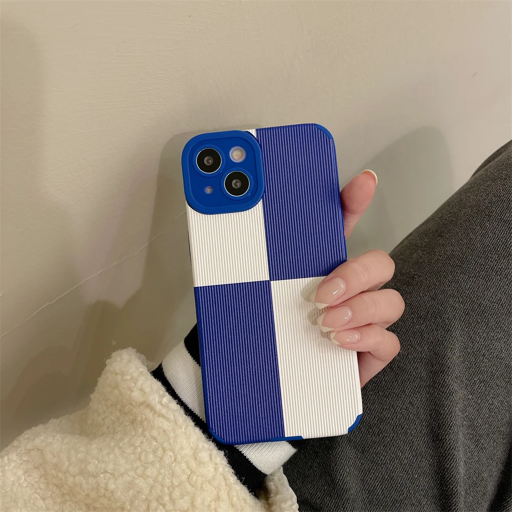 

Case for iphone 11 Fashion leather checkered mobile phone case for iPhone 11 12 13 Pro Max X XR XS Max case for 13 pro max
