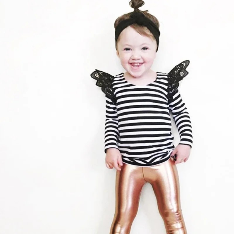 Детская одежда однотонная и полосатая хлопковая футболка с длинными рукавами