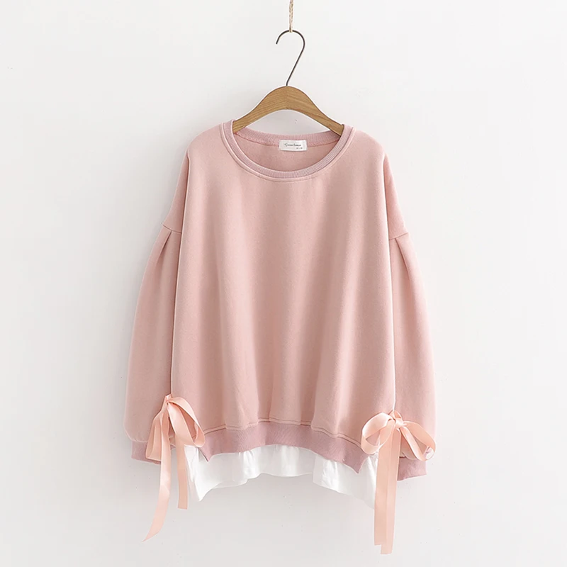 

Casual Solid Fleece Women Hoodies Sweatshirts Autumn Winter Long Sleeve Patchwork Pullovers Loose O-neck Female Thick Sweatshirt