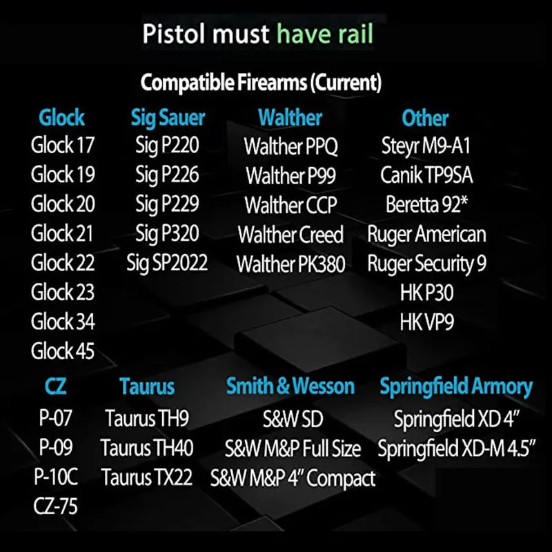 Телец G2C 9 мм Глок Мини red dot зеленого мира лазера para пистолетного Управление по