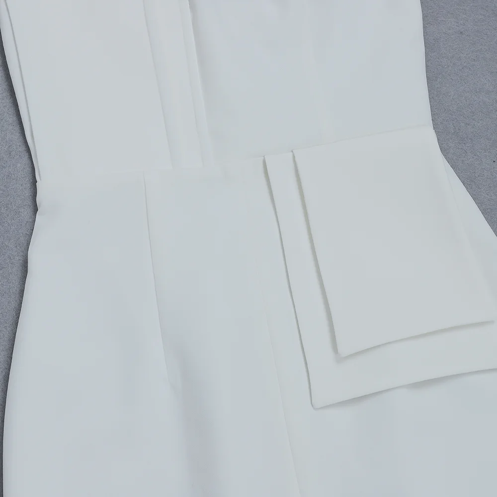 Ocstrade Белый без бретелек рукавов Над коленом пояса Сплит Bodycon платье HB6173-White