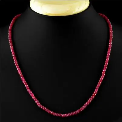 

FREE shipping> >>>2x4mm Natural Faceted Brazil Red Ruby Gemstone Beads Necklace 18'' AAA