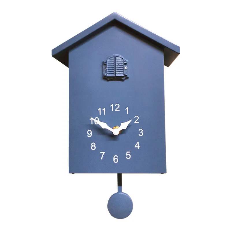 

Blue Red Creative Nordic Design Wall Clock Quartz Cuckoo Cute Living Room Wall Clock Silent Koekoeksklok Home Decor BD50WC