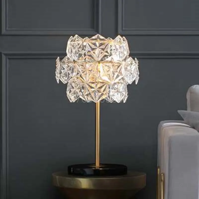 Роскошные хрустальные светодиодные настольные лампы мраморное креативное