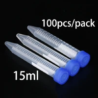15ml plastic centrifuge tubes conical bottom graduated marks blue screw cap pack of 100pcs