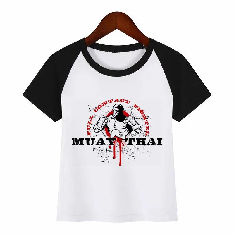Fighting Muay Thai Fight Летний стиль Забавные милые топы для девочек модная уличная одежда Harajuku футболка для мальчиков уличная детская футболка - Цвет: D093G