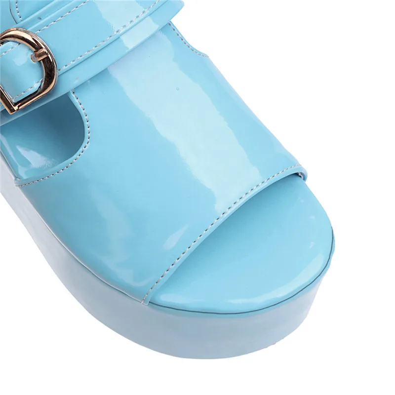 

Lasyarrow 2020 newest wedges platform sandals women buckle concise summer punk casual shoes fashion gladiator sandals woman