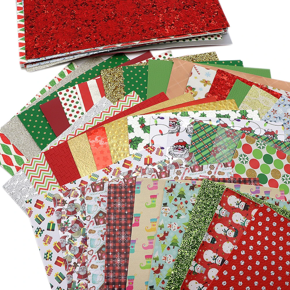 Рождественская Синтетическая кожаная ткань сделай сам 10 шт./компл. 20*33 см